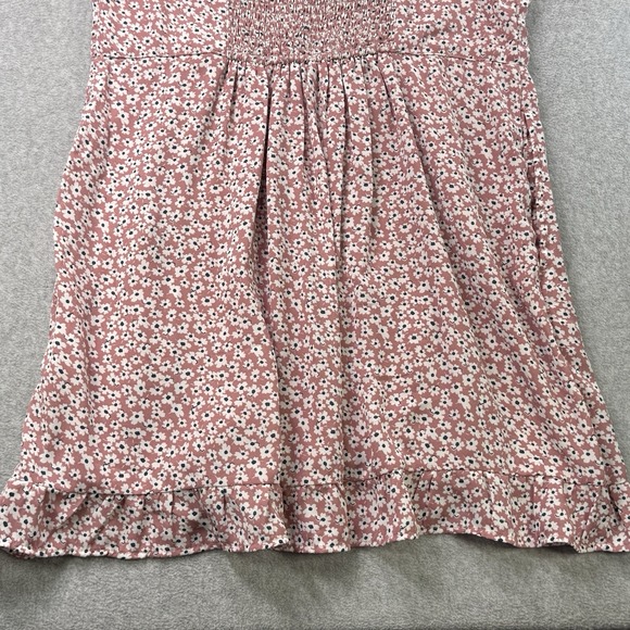 Abercrombie & Fitch Floral Mini Dress L Pink White Ditsy Ruffle‎ Hem - Picture 9 of 11